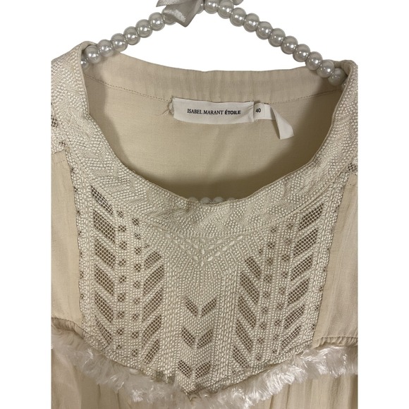Isabel Marant Etoile Women's Creme Tunic Boho Shift Embroidered Dress Size EU 40 - Picture 3 of 9